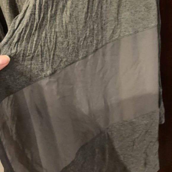 grey open long cardigan with mesh detail and long sleeves - Picture 4 of 4